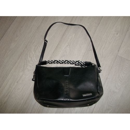 Sac LES TROPEZIENNES noir porté main et bandoulière noir TBE