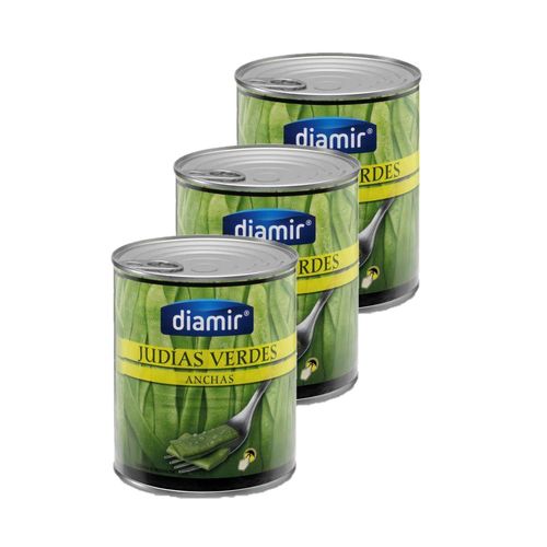 Lot 3x Haricot Vert Plat Coupé - Boîte 780g