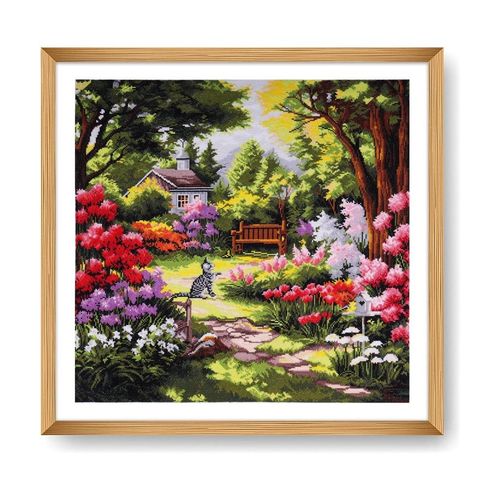 Kit De Point De Croix Jardin Extra-Large 58 X 58 Cm ¿ Trimits - Kit Broderie Extra-Large Idéal Pour Les Passionnés Taille : 58 X 58 Cm. Color : Jardin