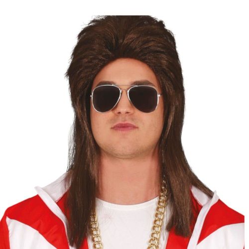 Perruque Cheveux Longs Brun Années 70 Homme