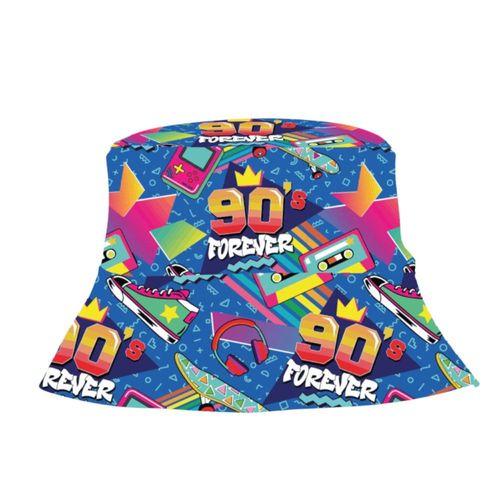 Chapeau Seau Bob Vintage Années 90 Bleu Adulte