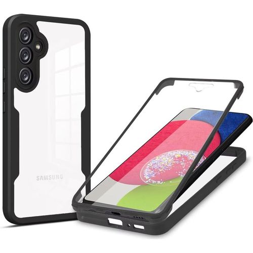 Coque Noir Pour Samsung Galaxy S24 Fe Avec Protection D'écran, 360 Integrale Antichoc Rigide Pc/Souple Tpu Gel Silicone - Hqselection®.
