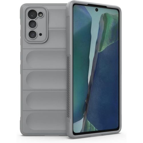 Coque En Silicone Liquide Airbag Pour Samsung Galaxy Note20 5g 6.7"" Inches, Housse Etui De Résistant Aux Chocs De Bouclier - Gris Clair