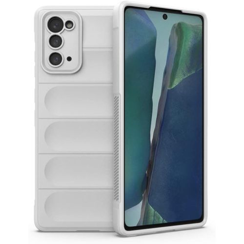 Coque En Silicone Liquide Airbag Pour Samsung Galaxy Note20 5g 6.7"" Inches, Housse Etui De Résistant Aux Chocs De Bouclier - Blanc