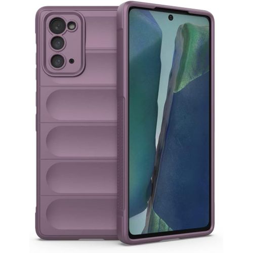 Coque En Silicone Liquide Airbag Pour Samsung Galaxy Note20 5g 6.7"" Inches, Housse Etui De Résistant Aux Chocs De Bouclier - Violet Clair