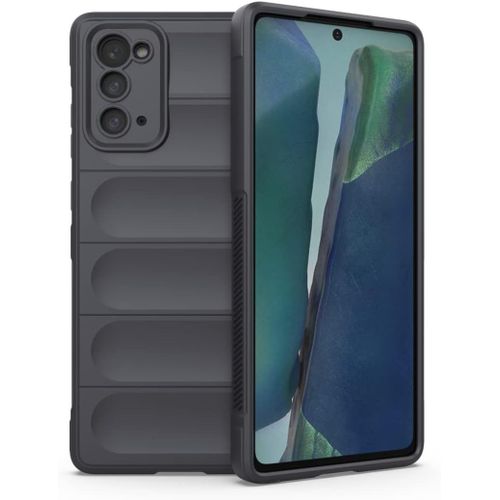 Coque En Silicone Liquide Airbag Pour Samsung Galaxy Note20 5g 6.7"" Inches, Housse Etui De Résistant Aux Chocs De Bouclier - Gris Foncé
