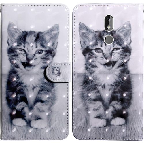 Coque Pour Nokia 3.2, Housse Premium En Cuir Nokia 3.2, Magnétique À Clapet Anti-Choc Flip Case Portefeuille Pu Cuir À Rabat Housse Étui De Protection Avec Porte Cartes Chat 4