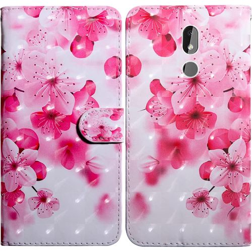 Coque Pour Nokia 3.2, Housse Premium En Cuir Nokia 3.2, Magnétique À Clapet Anti-Choc Flip Case Portefeuille Pu Cuir À Rabat Housse Étui De Protection Avec Porte Cartes Fleur 2