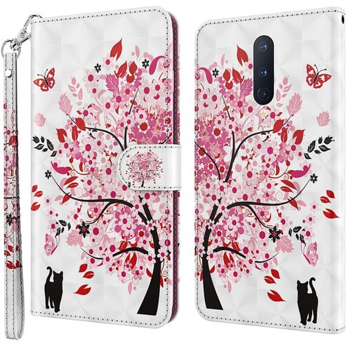 Coque Pour Oneplus 8, Housse Premium En Cuir Oneplus 8, Magnétique À Clapet Anti-Choc Flip Case Portefeuille Pu Cuir À Rabat Housse Étui De Protection Avec Porte Cartes Arbre