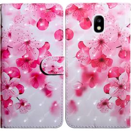 Coque Pour Samsung Galaxy J3 2017/J330, Housse Premium En Cuir Samsung J3 2017/J330, Magnetique Flip Case Portefeuille Pu Cuir À Rabat Housse Étui De Protection Avec Porte Cartes Fleur 2
