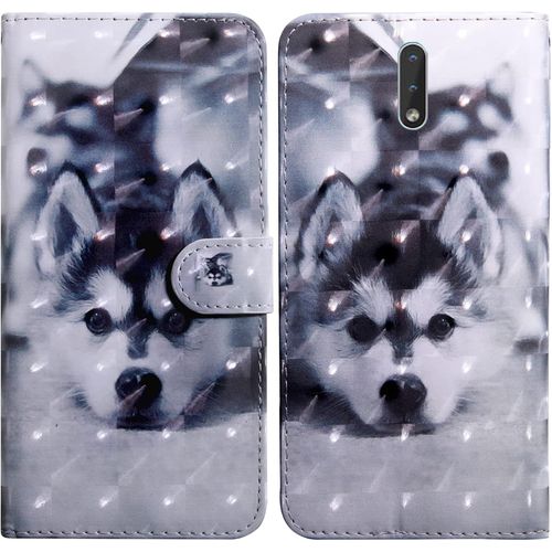 Coque Pour Nokia 2.3, Housse Premium En Cuir Nokia 2.3, Magnétique À Clapet Anti-Choc Flip Case Portefeuille Pu Cuir À Rabat Housse Étui De Protection Avec Porte Cartes Chien