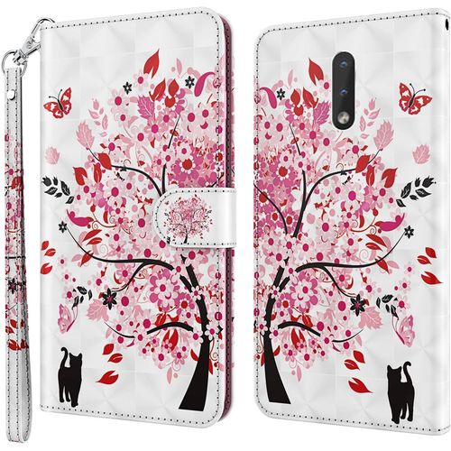 Coque Pour Nokia 2.3, Housse Premium En Cuir Nokia 2.3, Magnétique À Clapet Anti-Choc Flip Case Portefeuille Pu Cuir À Rabat Housse Étui De Protection Avec Porte Cartes Arbre
