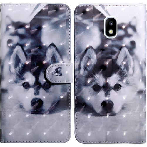 Coque Pour Samsung Galaxy J7 2017/J730, Housse Premium En Cuir Samsung J7 2017/J730, Magnetique Flip Case Portefeuille Pu Cuir À Rabat Housse Étui De Protection Avec Porte Cartes Chien