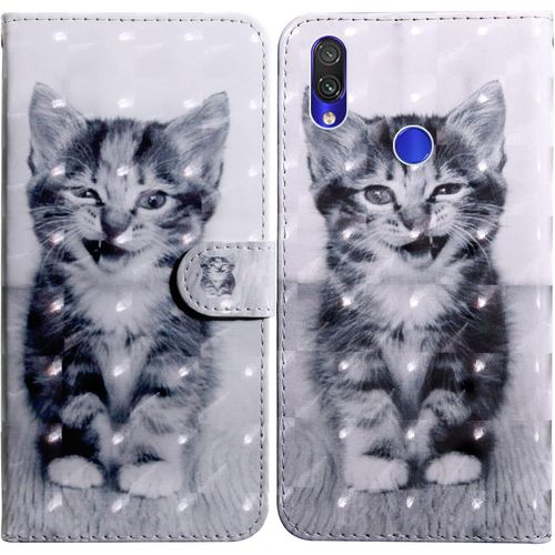 Coque Pour Xiaomi Redmi Note 7 Pro, Housse Premium En Cuir Xiaomi Redmi Note 7 Pro, Magnetique Flip Case Portefeuille Pu Cuir À Rabat Housse Étui De Protection Avec Porte Cartes Chat 4