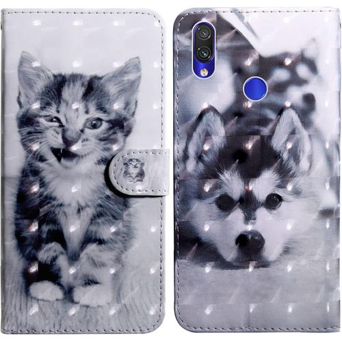 Coque Pour Xiaomi Redmi Note 7 Pro, Housse Premium En Cuir Xiaomi Redmi Note 7 Pro, Magnetique Flip Case Portefeuille Pu Cuir À Rabat Housse Étui De Protection Avec Porte Cartes Chien