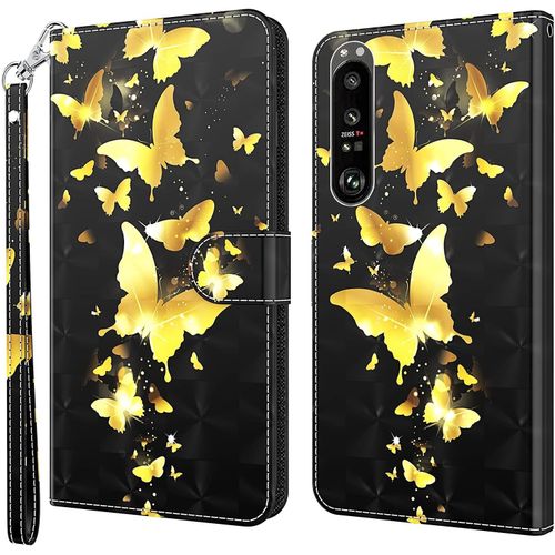 Coque Pour Sony Xperia 1 Ii, Housse Premium En Cuir Sony Xperia 1 Ii, Magnetique Flip Case Portefeuille Pu Cuir À Rabat Housse Étui De Protection Avec Porte Cartes Papillon 4