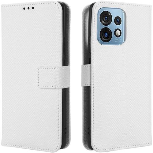 Coque Motorola Edge 40, Étui À Rabat Avec Ranges Cartes, Portefeuille Multifonction En Cuir Pu Housse Folio Compatible Avec Motorola Edge 40, Blanche
