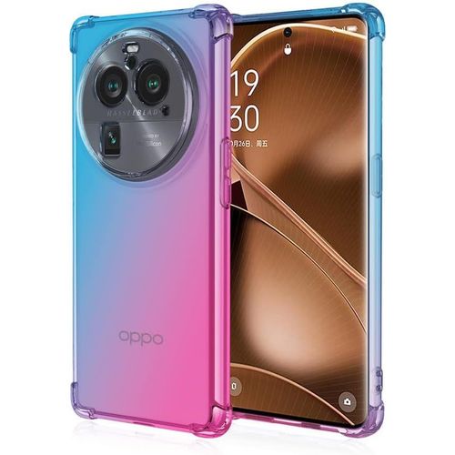 Coque Pour Oppo Find X6 Pro Souple Silicone Transparente Gradient Color Tpu Antichoc Housse Anti-Rayures Full Body Protection Oppo Find X6 Pro Bleu Rose