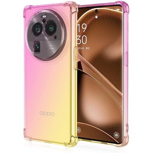 Coque Pour Oppo Find X6 Pro Souple Silicone Transparente Gradient Color Tpu Antichoc Housse Anti-Rayures Full Body Protection Oppo Find X6 Pro Rose Or