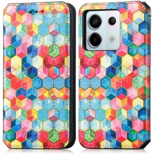 Pour Coque Xiaomi Redmi Note 13 Pro 5g, Avec Carte Fentes Magnétique Étui Pu Housse, Mignonne Motif Design Portefeuille Antichoc Protection Case Espace Magique