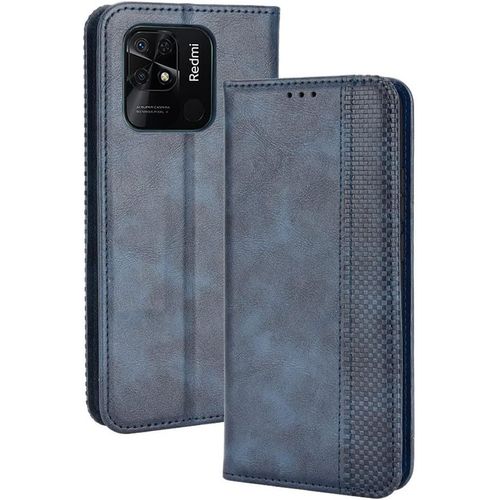 Pour Coque Xiaomi Redmi 10c Étui À Rabat Portefeuille Pu Cuir Multifonction Housse De Protection Compatible Ave Xiaomi Redmi 10c Bleu