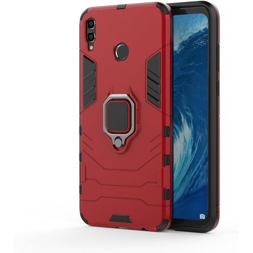 Coque Pour Huawei Honor 8x Max, Ring Kickstand Hybrid 2 En 1 Pc & Silicone Double Couche Bumper Antichoc Cover Pour Huawei Honor 8x Max Hz-Rouge