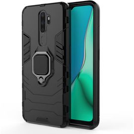 Coque Pour Oppo A9 2020/A5 2020, Anneau Béquille Hybride 2 En 1 Pc Et Silicone Double Couche Pare-Chocs Antichoc Pour Oppo A9 2020/A5 2020 Hz-Noir