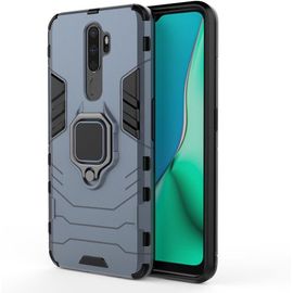 Coque Pour Oppo A9 2020/A5 2020, Anneau Béquille Hybride 2 En 1 Pc Et Silicone Double Couche Pare-Chocs Antichoc Pour Oppo A9 2020/A5 2020 Hz-Bleu Marine