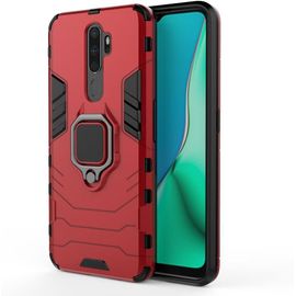 Coque Pour Oppo A9 2020/A5 2020, Anneau Béquille Hybride 2 En 1 Pc Et Silicone Double Couche Antichoc Coque Pour Oppo A9 2020/A5 2020 Hz-Rouge
