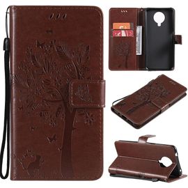 Coque Pour Nokia 6.3 G10 G20 Arbre À Chat En Cuir Synthétique Rabat Magnétique Avec Fentes Pour Cartes Avec Dragonne Pour Nokia 6.3 G10 G20 Marron