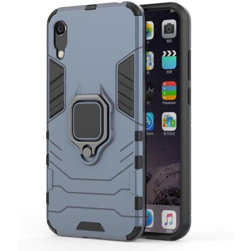 Coque Pour Huawei Y6 Pro 2019, Anneau Béquille Hybride 2 En 1 Pc Et Silicone Double Couche Antichoc Coque De Protection Pour Huawei Y6 Pro 2019 Hz-Bleu Marine