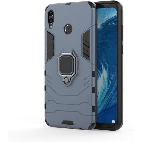 Coque Pour Huawei Honor 8x Max, Ring Béquille Hybride 2 En 1 Pc & Silicone Double Couche Bumper Antichoc Cover Pour Huawei Honor 8x Max Hz-Bleu Marine