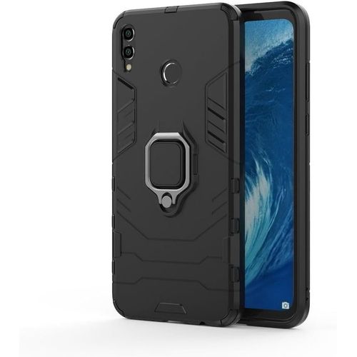 Coque Pour Huawei Honor 8x Max, Ring Kickstand Hybrid 2 En 1 Pc & Silicone Double Couche Bumper Antichoc Cover Pour Huawei Honor 8x Max Hz-Noir