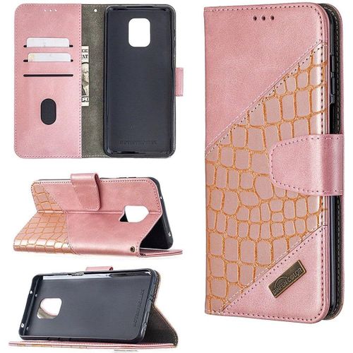 Étui De Protection À Rabat En Cuir Synthétique Avec Double Aimant Et Emplacements Pour Cartes Pour Xiaomi Redmi Note 9s/Note 9 Pro/Note 9 Pro Max Or Rose