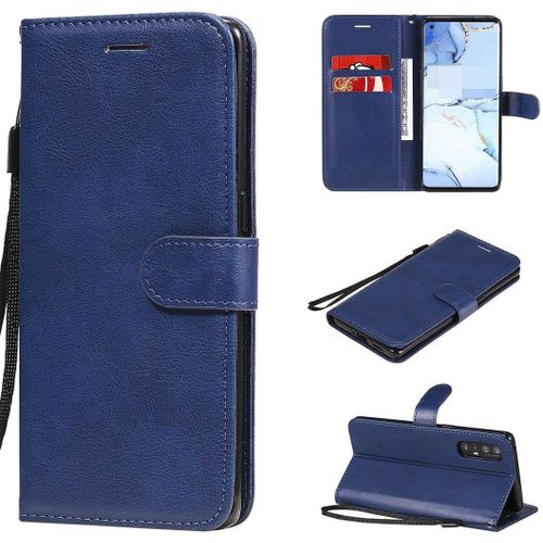 Étui Pour Oppo Find X2 Neo, Classique En Cuir Pu À Rabat Magnétique Avec Support Et Fentes Pour Cartes, Étui De Protection Avec Dragonne Pour Oppo Find X2 Neo Xd-Bleu