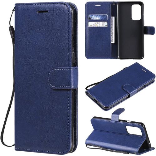 Étui Pour Oneplus 9, Cuir Pu Classique Flip Magnétique Portefeuille Fentes Pour Cartes Étui De Protection Avec Dragonne Pour Oneplus 9 Xd-Bleu