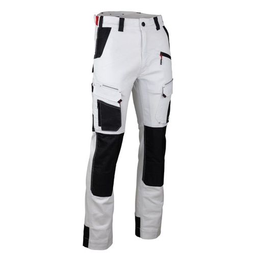 Pantalon Cellule Stretch Bicolore Avec Poches Genouillères - Blanc/Gris Nuit - T.38 - Lma - 1870-38