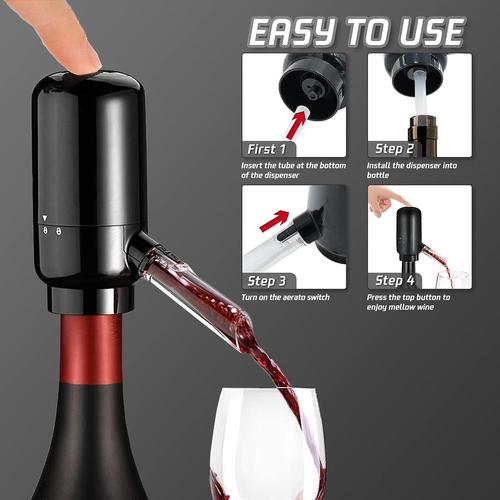 WIWONEY Aérateur et verseur électrique de vin, décanteurs automatiques  intelligents, doseur rechargeable avec câble micro USB Blanc : :  Cuisine et Maison