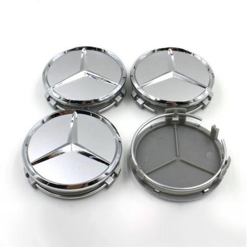 Lot De 4 Centre De Roue Cache Moyeu Rouge Pour Mercedes Benz 75mm-Argent