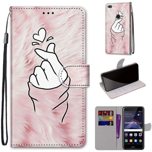 Huawei P8 Lite 2017 P9 Lite 2017 Coque Beau Pu Cuir Magnétique Flip Portefeuille Support Portecarte Dragonne Protecteur Coque Housse Étui Pour Huawei P8 Lite 2017 P9 Lite 2017 Dh12