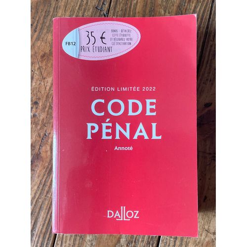 Vente Code Pénal 2022