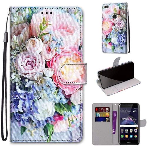 Huawei P8 Lite 2017 P9 Lite 2017 Coque Beau Pu Cuir Magnétique Flip Portefeuille Support Portecarte Dragonne Protecteur Coque Housse Étui Pour Huawei P8 Lite 2017 P9 Lite 2017 Dh7