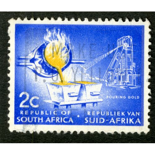 Timbre Oblitéré Républic Of South Africa, Pouring Gold, 2 C