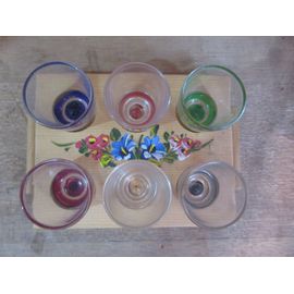 6 Verres À Liqueur Avec Support Bois