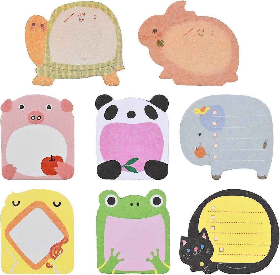 Notes Autocollantes Animaux Amaxiu - Lot De 8 Blocs Notes Animaux Kawaii - 240 Feuilles Autocollantes 6x5cm - Bureau, école Cahier Kawaii