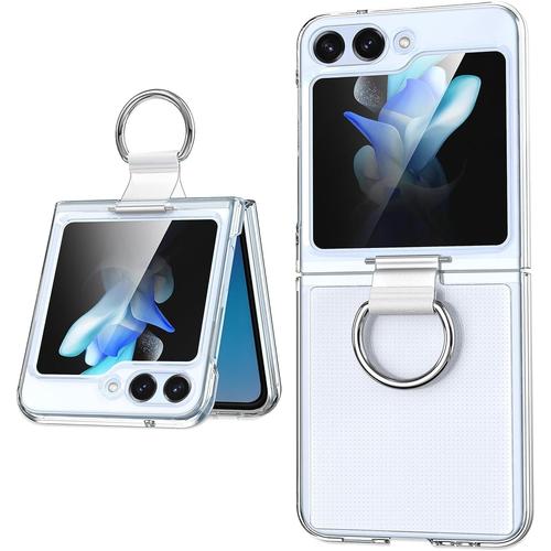 Coque Pour Samsung Galaxy Z Flip 5 5g Antichocs Transparent Plastique Rigide Avec Anneau