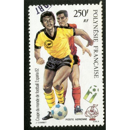 Timbre Oblitéré Polynésie Française,Coupe Du Monde De Football Espana 82, Poste Aérienne, 250 F, Rf