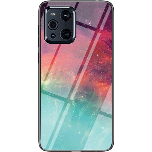 Coque Pour Oppo Find X3/X3 Pro, Étui En Verre Modèle De Ciel Back Cover En Verre Trempé, Souple Silicone Tpu Housse, Anti-Rayure, Anti-Choc Case, Csxk
