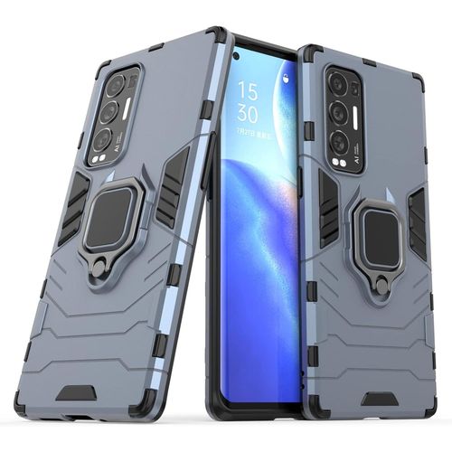 Coque Pour Oppo Find X5 Lite, Housse Tpu/Pc Armor Etui Avec Holder Support, Ultra-Mince Rugged Armor Bumper Case, Bleu