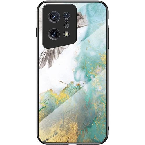 Coque Pour Oppo Find X5, Étui En Verre Modèle De Marbre Back Cover En Verre Trempé, Souple Silicone Tpu Housse, Anti-Rayure, Anti-Choc Case, Pigeon